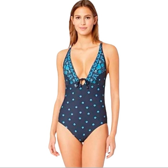 Seafolly Other - Seafolly Sunflower border Maillot Swimsuit Blue 4